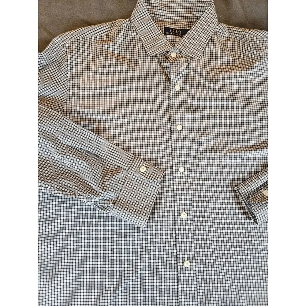 Polo Ralph Lauren Shirt XL Mens Brown Check Pattern 100% Cotton‎ Lightweight